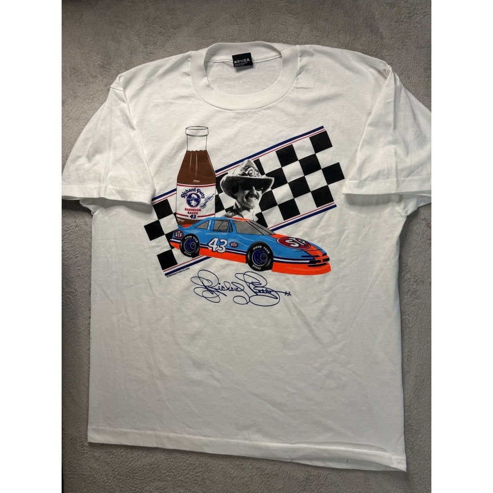 Vintage 90s Richard Petty Single Stitch Nascar T-Shirt Size XL Made In USA